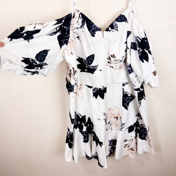 City Chic Off The Shoulder Mini Blue Floral Dress Size 24 XXL - Picture 3 of 7